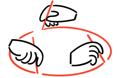 Three hands drawing