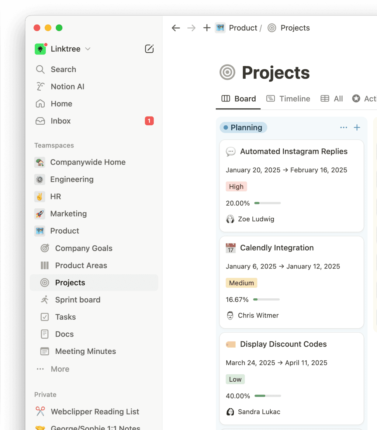 By connecting every team’s knowledge and workflows in their Notion workspace, Linktree's teams can instantly access information and turn decisions into action—helping them ship products faster while keeping everyone aligned across global time zones.