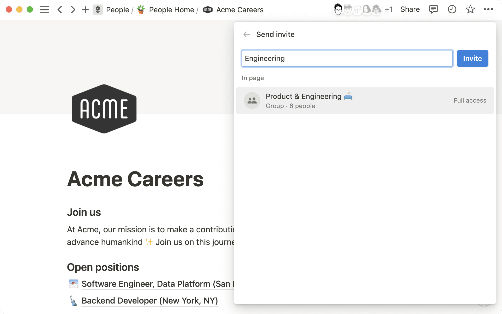 Sharing & permissions - share with group