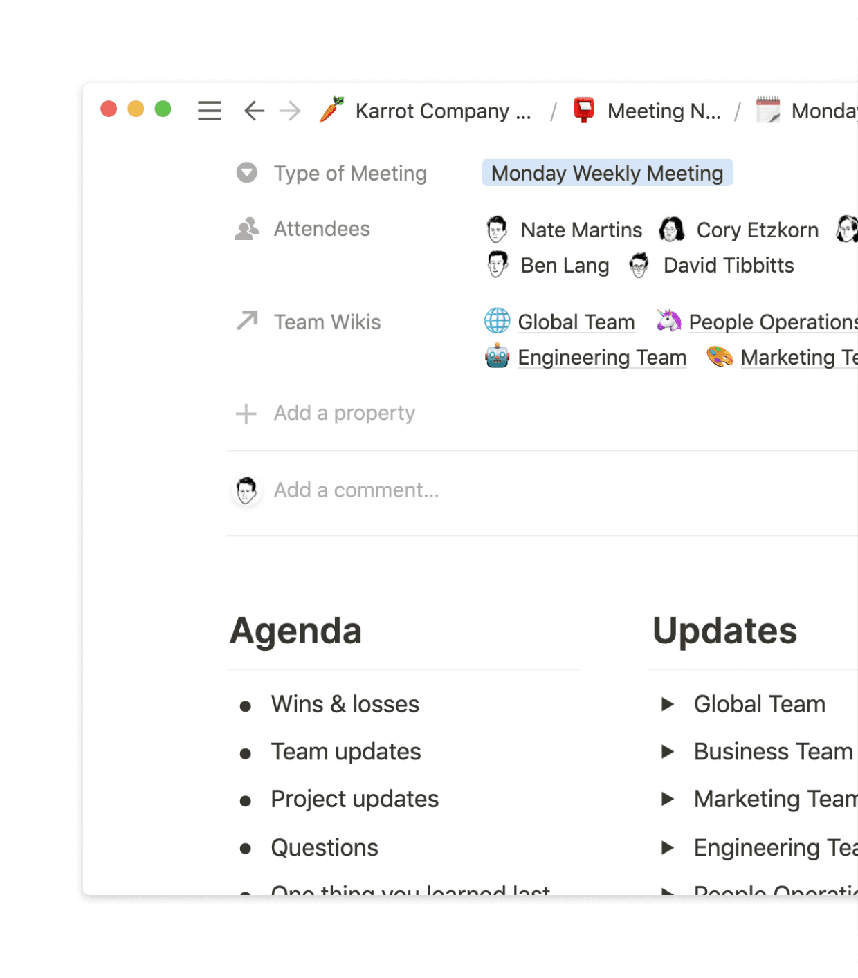Karrot’s meeting notes keep all teams connected.
