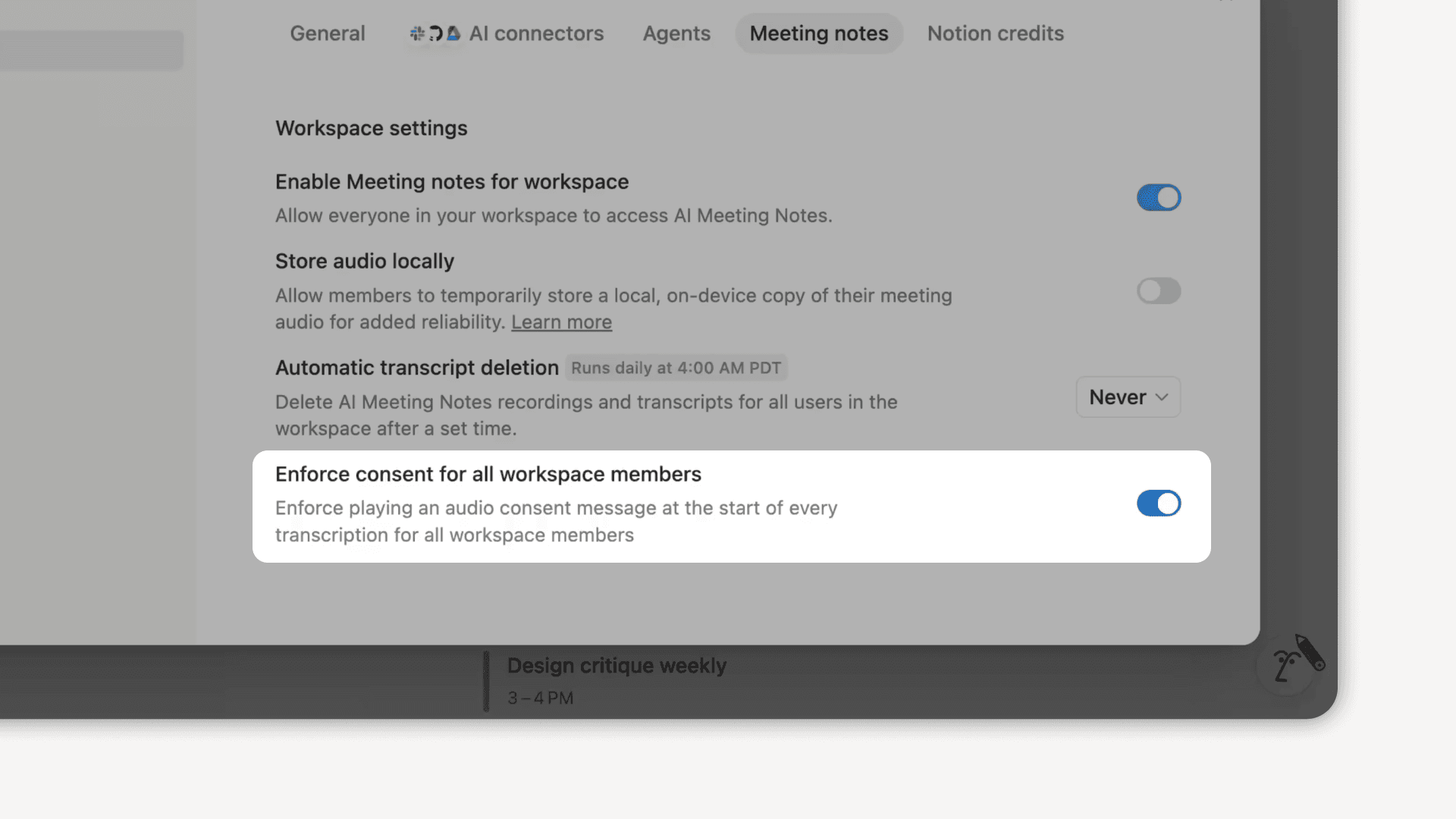 New consent controls for AI Meeting Notes