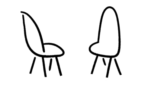 An illustration of two chairs facing each other.